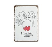 Couple I Love Yous Retro Tin Sign Valentine's Day Rose Flower Mason Jar Metal Sign Red Floral Wall Art Decor Welcome Holiday Decor Iron Plaque Sign for Club Bar Garage Wall Decor 12"x16"