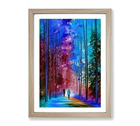 Couple In A Forest No.1 Framed Print | A3 Oak Framed Wall Art | Ready to Hang | Modern Landscape Picture | Living Room Bedroom Lounge Office