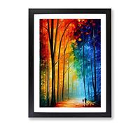 Couple In A Forest No.2 Framed Print | A4 Black Framed Wall Art | Ready to Hang | Modern Landscape Picture | Living Room Bedroom Lounge Office
