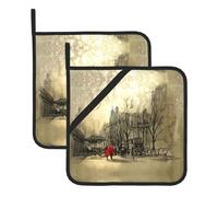 Couple In Love Walking Large Pot Holders Oven Mitts Set Heat Resistant Pot Holders Square Pot Holder Hot Pads8 In