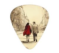 Couple in Love Walking Printed Guitar Picks 12-Piece Set - Comfortable, Versatile Plectrum for All Guitar Styles & Players