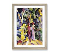 Couple In The Woods By August Macke Classic Painting Framed Print | A2 Oak Framed Wall Art | Ready to Hang | Classic Landscape Picture | Living Room Bedroom Lounge Office