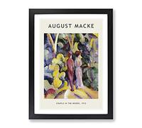Couple In The Woods By August Macke Exhibition Museum Painting Framed Print | A4 Black Framed Wall Art | Ready to Hang | Modern Landscape Picture | Living Room Bedroom Lounge Office