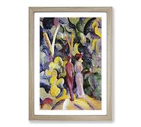 Couple in The Woods by August Macke Framed Print | A2 Oak Framed Wall Art | Ready to Hang | Modern Landscape Picture | Living Room Bedroom Lounge Office