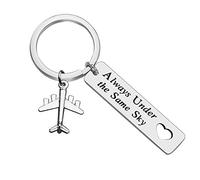 Couple Keyring for Boyfriend from Girlfriend Always Under the Same Sky Key Chain Long Distance Relationship Gifts Friendship Gifts Airplane keyring Military Gift Going Away Gift
