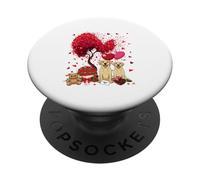 Couple Labrador Retrievers Valentine Tree Cute Hearts Floral PopSockets Adhesive PopGrip