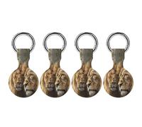 Couple Lions in Love Keychain Holder Case Compatible with AirTag Waterproof Silicone Shell Protective Case 4PCS