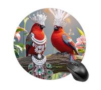 Couple Little Bird Mouse Pad - Ultra Thin, 7.8 Inch Round Mousepad with Non-Slip Rubber Base, Waterproof Mouse Mat for Office, Gaming