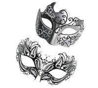 Couple Masquerade Masque Set - Carnival Masque | Lace Eye Masques | Glittering Masquerade Masques Set | Cosplay Accessories for Halloween| 2 Retro Face Cover | His and Hers Masquerades Masquês