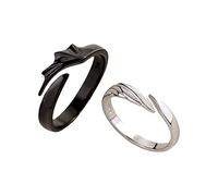 Couple Matching Rings For Man Woman Custom Adjustable Sun Moon Ring Set Angel Devil Dragon Open Rings Couple Matching Promise Rings For Rings for Boys 8-9 (Black, One Size)