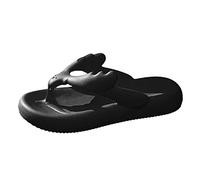 Couple Men's Little Deer Horn Slippers Fashion Outwardly Wearing Slippers Casual Beach Sandals for Indoor & Outdoor Holiday Summer Vocation (Black, 7.5)