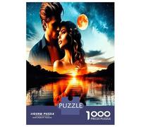 Couple Moon Lake 1000 Pieces Jigsaw Puzzle Bundle Romantic Love Charm Jigsaw Puzzle Extra-Thick Cardboard Jigsaw Puzzle Collector Mind Relaxation Office Break Travel 70x50cm/1000pcs