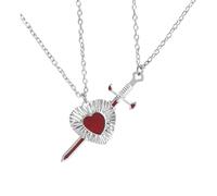 Couple Necklace Love Heart Rapier Design Pendant Anniversary, A
