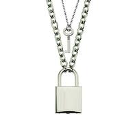 Couple Necklace You Hold The Key to My Heart,Memorial Jewelry Love Wish Gift,Stainless Steel Chain Necklace Lock Key Pendant Necklace Couple Padlock Necklace