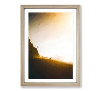 Couple on The Beach in Abstract Framed Print | A2 Oak Framed Wall Art | Ready to Hang | Abstract Beach Picture | Living Room Bedroom Lounge Office
