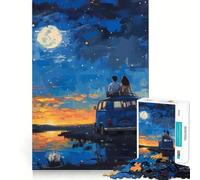 Couple on Van Under Starry Night Jigsaw Puzzles for Adults1000 Pieces Focus Boost, Bright Print, Family Fun, Wall Accent (50x75cm)
