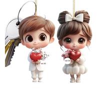 Couple Ornament | 2D Flat Marriage Keepsake Keychain | 2X Acrylic Bag Car Pendant Keychain For Newlywed Couple, Bride, Groom