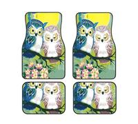 Couple Owl Perch Tree Complete set of car floor mats, 4-piece interior set suitable for most cars, trucks, and vans