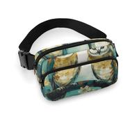 Couple Owl Perch Tree Fanny Pack for Women Men Waist Bag Belt Bag Adjustable Casual Bag for Travel Sports Hiking, white, 7.9x5.1inches
