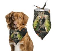 Couple Parrots Olive Dog Bandana Washable & Adjustable Triangle Scarf, Breathable Pet Scarf for Small Medium Large Pets, Cute Fashion Pet Accessory