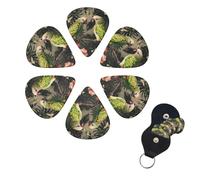 Couple Parrots Olive Guitar Picks 6 Pack Guitar Plectrums with Picks Holder Celluloid Plectrums Includes Thin, Medium, Heavy Picks Plectrums for Acoustic Guitar Bass Picks 0.96mm