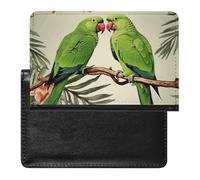 Couple Parrots Olive Passport Holder & Travel Wallet Passport Cover Protector Essentials with Credit Card Slots