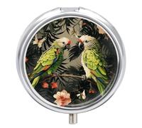 Couple Parrots Olive Pill Box Pill Case Pill Organizer Medicine Pill Organizer Weekly Pill Organizer Pill Holder Small Pill Case Pill Containers Pill Holder for Purse