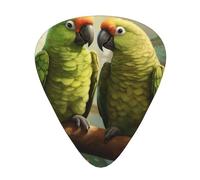 Couple Parrots Olive print Celluloid Guitar Plectrums for Acoustic Guitar Bass,Guitar Picks with Organizer Box