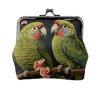 Couple Parrots Olive Print Exquisite Versatile Kiss Lock Coin Purse Cute Small Zipper Wallet for Coins Cards