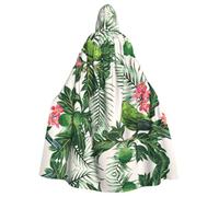 Couple Parrots Olive Print Hooded Cloak Cape Costume Robe