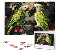 Couple Parrots Olive Puzzles for Adults 1000 Pieces, Wooden Puzzle Personalized Jigsaw Puzzles from Photos, Challenging Puzzle Art Painting Home Decor Birthday Party Gift (29.5" x 19.7")