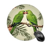 Couple Parrots Olive Round Mouse Pad 7.8 Inch, Portable Gaming Mouse Mat with Non-Slip Rubber Base & Smooth Surface, Waterproof Mousepad for PC, Laptop, Computer, Office, Home