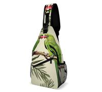 Couple Parrots Olive Sling Bag with Rfid Blocking Causal Mens Crossbody Bag Lightweight Chest Pack Large Man Purse Travel Crossbody Backpack Shoulder Sling Backpack for Hiking Running Cycling