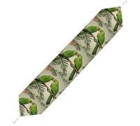 Couple Parrots Olive Table Runner for Dining Table, Short Plush Runners Washable & Durable Tablerunner Modern Home Decor for Wedding, Kitchen, Holiday 200*33cm
