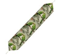 Couple Parrots Olive Table Runner for Dining Table, Short Plush Runners Washable & Durable Tablerunner Modern Home Decor for Wedding, Kitchen, Holiday 178*33cm