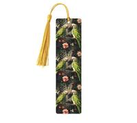 Couple Parrots Olive Wooden Bookmark for Men Women, Handmade Wood Bookmark Craft with Tassel Pendant Unfinished Wood Tag Book Mark Gifts Bookmarks Hanging Labels for Book Lovers