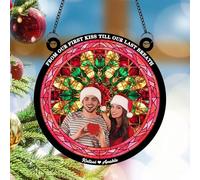 Couple Personalised Window Hanging Suncatcher Custom Photo From Our First Kiss Till Our Last Breath Christmas Window Hanging Ornament Gift For Wife Husband Birthday Anniversar (style 14)