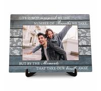 Couple Pictures Frame, Life Is Not Measured By The Number Of Breaths We Take Photo Frame with Stand, Wedding Anniversary Day Gift For Couples, Farmhouse Home Living Room Bedroom Decoration -a71