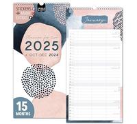 Couple planner 2025 3 columns PASTEL planner for two 2025 and Oct-Dec 2024, partner calendar 16x32,5cm, calendar for couples 2025, 2 persons simple, minimalistic, design