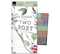 Couple planner 2027 3 columns FLORAL planner for two 2027 and Oct-Dec 2026, partner calendar 16x32,5cm, calendar for couples, 2 persons Boho, flowers, design (2027)