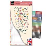 Couple planner 2027 3 columns GARDENLOVE planner for two 2027 and Oct-Dec 2026, partner calendar 16x32,5cm, calendar for couples, 2 persons Boho, Flowers, Design (2027)