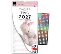Couple planner 2027 3 columns LOVE & FRIENDSHIP planner for two 2027 and Oct-Dec 2026, partner calendar 16x32,5cm, calendar for couples, 2 persons cute animal illustrations (2027)