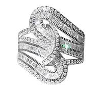 Couple Princess Cut Set Ring Fashion Women Engagement Wedding Jewelry Chunky Dome Ring (Silver, 6)