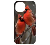 Couple Red Cardinals Birds Winters Season Case for iPhone 15