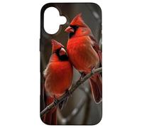 Couple Red Cardinals Birds Winters Season Case for iPhone 16 Plus