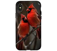 Couple Red Cardinals Birds Winters Season Case for iPhone X/XS