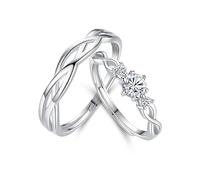 Couple Ring Free Engrave Ring for Men and Women Wedding,Couple Engagement Ring Sterling Adjustable,Round with Infinity Promise Rings