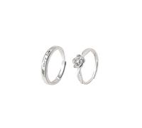 Couple Rings Customize Wedding Rings Women and Men,Couple Sterling Wedding Bands Adjustable,Round with Flower Wedding Rings