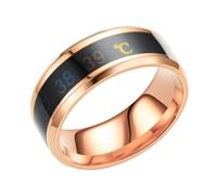 Couple Rings Stainless Steel Delicate Ring Smart Sensor Body Temperature Small Finger Jewelry Wedding Women Engagement Rose 9#, Rose golden