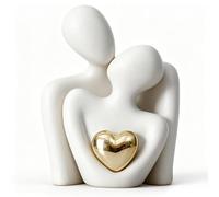 Couple Romantic Sculpture - Modern White Lovers Ceramic Abstract Shelf Decor Statue Ornament, Anniversary Figurine Love Show for Wedding/Valentine's Day Figurine Gifts for Living Room/Bedroom/Shelves